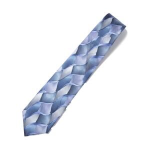 1990s Vintage J Garcia Blue Geometric Virtual Reality Abstract Silk Tie 4 x 61